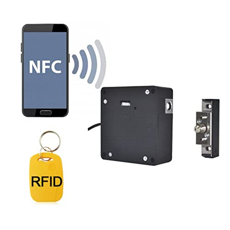 Tokatuker 보이지 않는 캐비닛 잠금 장치, 숨겨진 NFC 잠금 장치 USB 케이블 전원이 있는 DIY RFID 잠금 래치 나무 캐비닛 서랍 주류 캐비닛 열기 및 닫기 식료품 저장실 비밀 선반 또는 숨겨진 패널