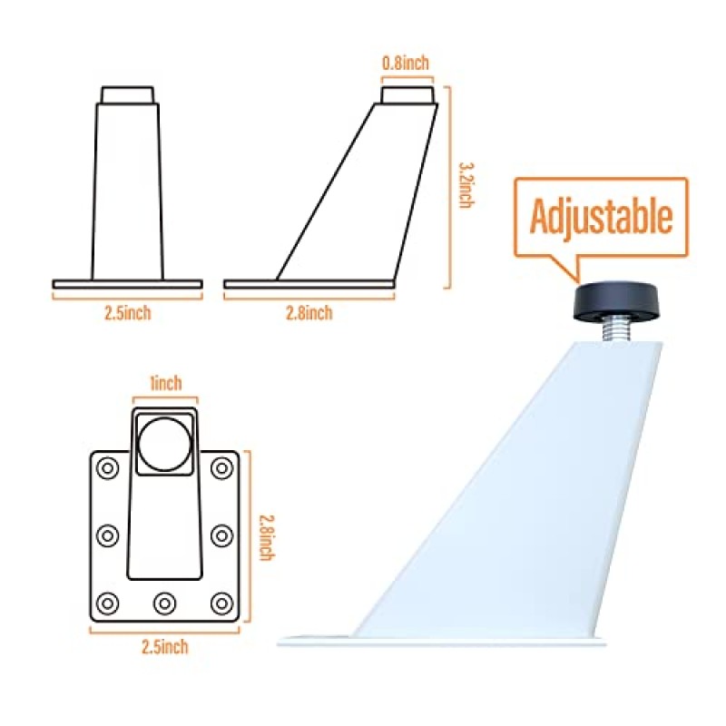 Aglaiprty 가구 다리(4개-3인치) 금속 테이블 다리, 장착 나사가 있는 가구 소파 캐비닛 다리 - 가구 캐비닛 발 다리 지지대용 DIY 교체 다리 세트(흰색)