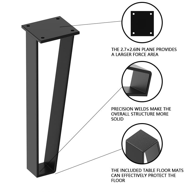 Orgerphy 12인치 금속 벤치 다리 4개 세트| 삼각형 모양의 헤비 듀티 테이블 다리 금속 소파 다리 가구 다리 | 소파 소파 드레서용 블랙 메탈 | 커피 테이블용 금속 다리(12인치)