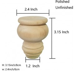 Jaswass 3 인치 나무 가구 다리 소파 교체 다리 안락 의자 캐비닛 의자 드레서 홈 DIY 프로젝트에 대한 미완성 롤빵 피트 4 Pcs