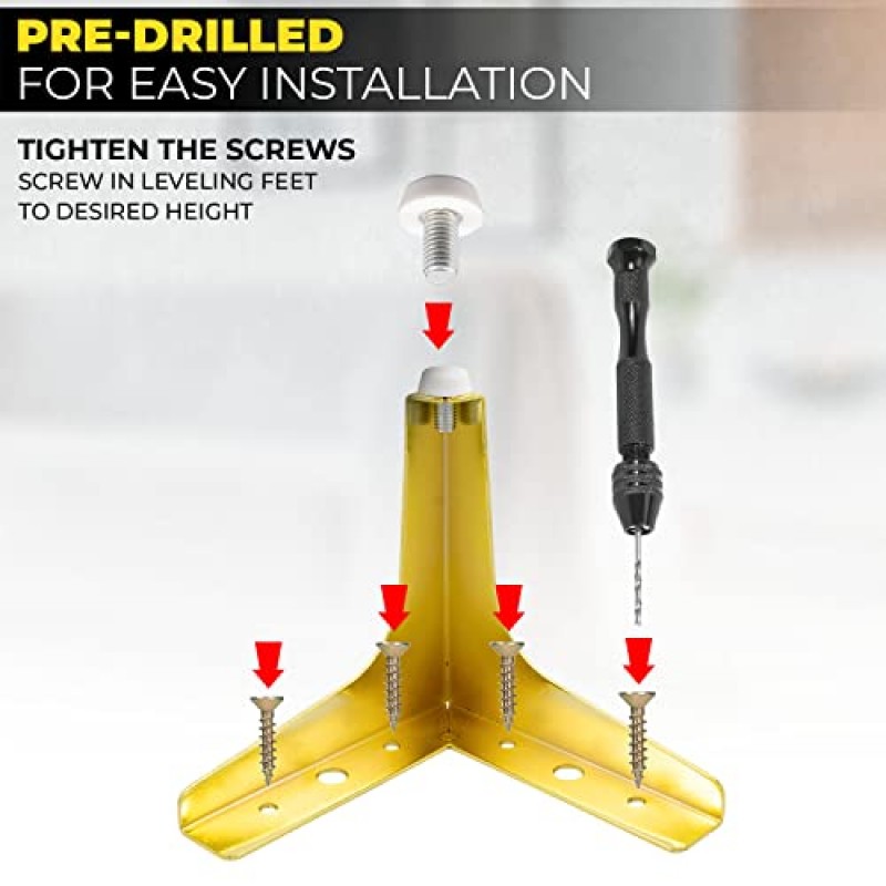 조정 가능한 가구 다리 4 인치, 삼각형 가구 다리 4 개 세트, 튼튼한 소파 다리, 현대적인 스타일의 가구 다리, 테이블 캐비닛 찬장 소파 소파 의자 용 DIY 교체 금 금속 다리