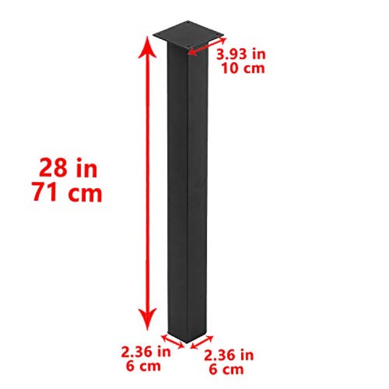 MBQQ 가구 다리 H28 소박한 장식 테이블 다리, 헤비 듀티 메탈 책상 다리, 식탁 다리, 검정색 4개 세트, DIY 철 다리