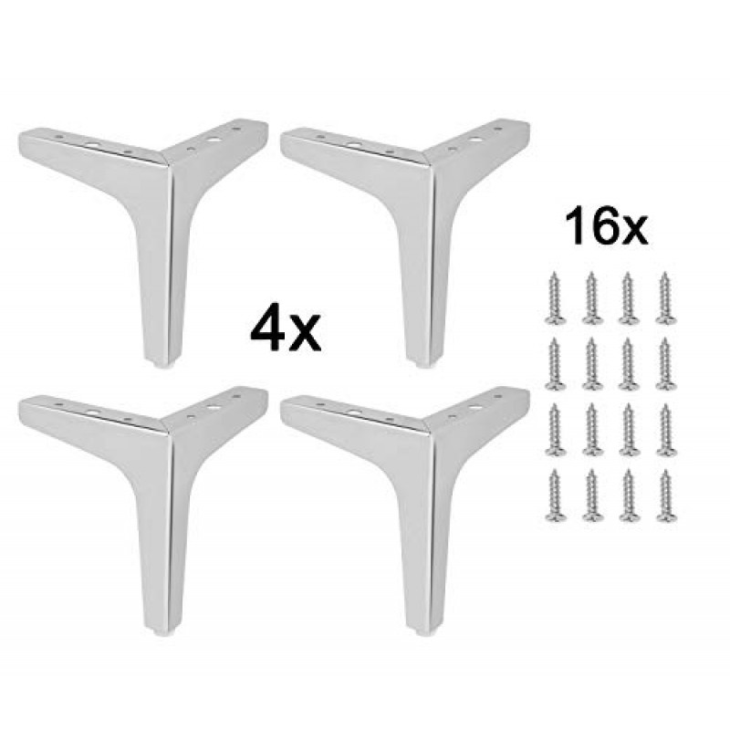 Zorfeter 6 인치 가구 다리, 4 개의 현대 금속 삼각형 가구 소파 피트 세트 테이블 캐비닛 찬장 소파, 광택 크롬 용 DIY 교체 부품