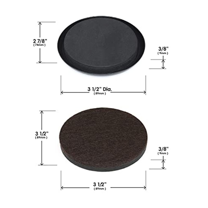 모든 바닥 표면을 위한 슬립스틱 프리미엄 가구 슬라이더(16피스 이동 키트) 견목 및 카펫의 슬라이딩 가구용 재사용 가능한 3.5인치 원형 가구 이동 장치, 검정색, CB13-1-16