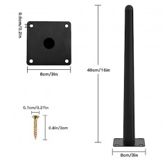 UKOSNA 8pcs 16 인치 테이블 다리, 직선 원추형 금속 가구 다리 소파 캐비닛 커피 테이블 의자 찬장 소파 나이트 스탠드 책장 용 블랙 세기 중반 스타일 의자 피트 교체 다리