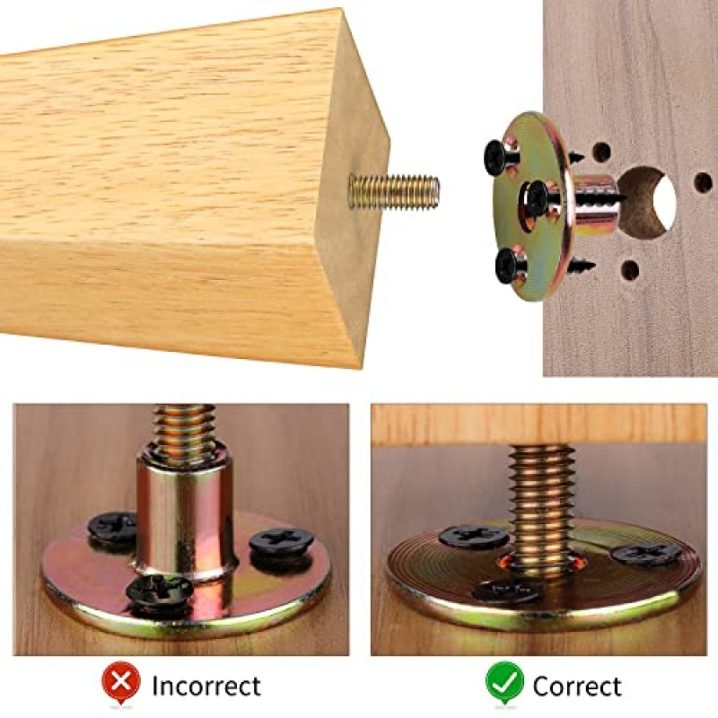 Ruisita 8 조각 정사각형 나무 가구 다리 3 인치 단단한 나무 소파 소파 다리 가구 피트 캐비닛 침대 교체 다리 안락 의자 의자 설치 하드웨어, 자연 포함 DIY 프로젝트