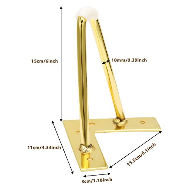 TOPHOME 4pcs 6 인치 머리핀 다리 커피 테이블 다리 커피 및 엔드 테이블, 의자, 홈 DIY 프로젝트 용 고무 패드가있는 세기 중반 현대 다리 (골드)