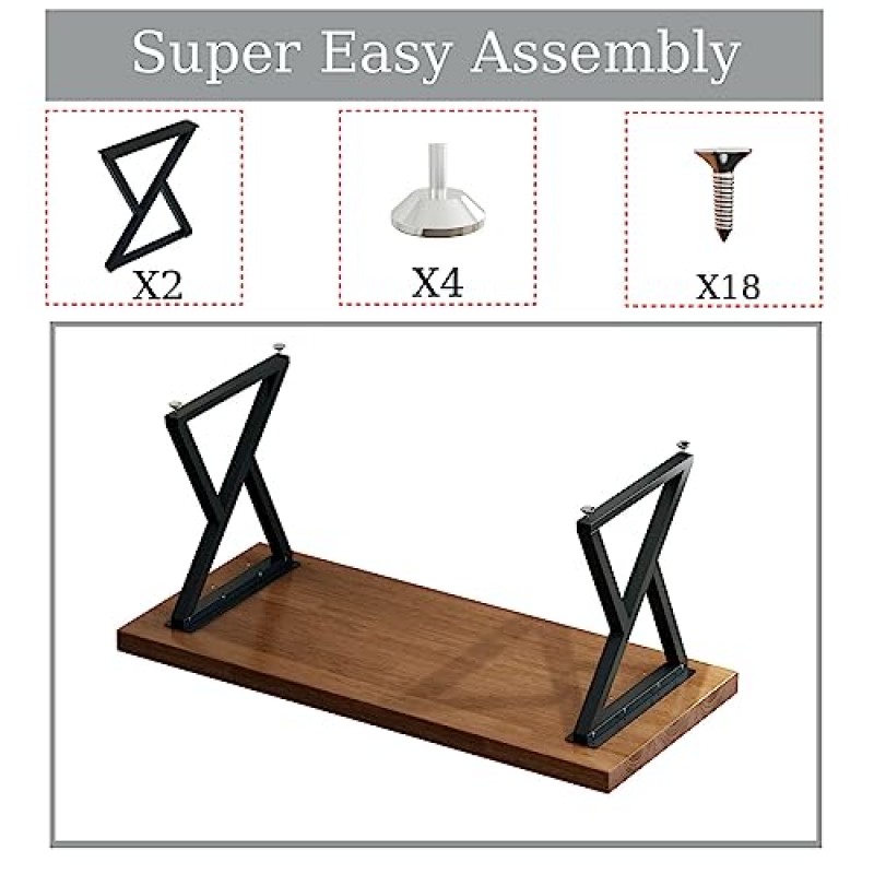 DR.IRON Metal Desk Legs 28”H x 17.7”W Heavy Duty Square Metal Table Legs, DIY Metal Legs for Table, Industrial Black Table Legs for Dining Table, Computer Desk, Set of 2(Only Legs Without Board)