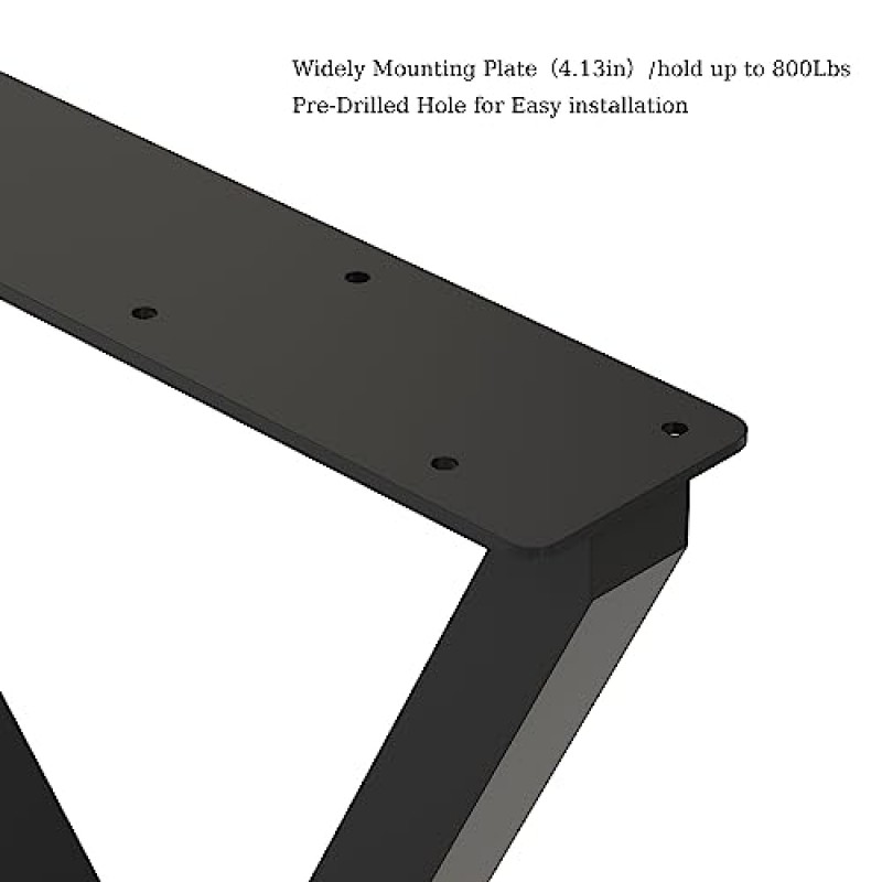 DR.IRON Metal Desk Legs 28”H x 17.7”W Heavy Duty Square Metal Table Legs, DIY Metal Legs for Table, Industrial Black Table Legs for Dining Table, Computer Desk, Set of 2(Only Legs Without Board)