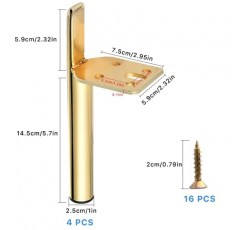 Supkiir 6 인치 금속 가구 다리, 현대 커피 테이블 다리 4 개 세트, 금속 홈 DIY 프로젝트 소파 드레서 테이블 소파, 골드 교체 피트