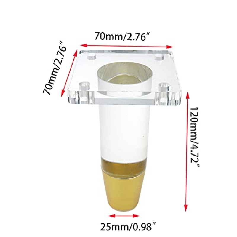 LC LICTOP 120mm 높이 아크릴 가구 다리 DIY 교체 소파 피트 4개 세트(A015)
