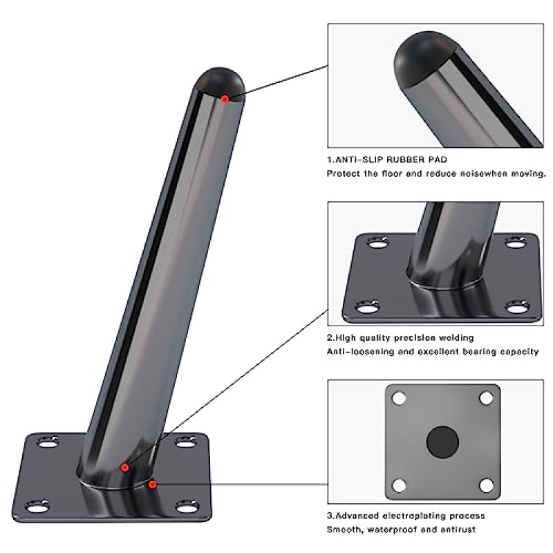SVISNA 14인치 테이블 다리 소파, 캐비닛, 테이블, 의자, 찬장 등을 위한 세기 중반 스타일 하이 테이퍼형 금속 가구 다리 4개 세트 - 간편한 다리 교체