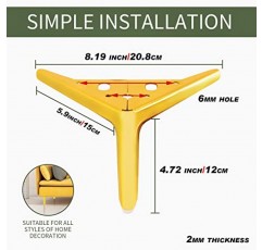 4.7 인치 12cm 금속 가구 다리 피트 4 세트, 삼각형 현대 골드 소파 소파 캐비닛 의자 테이블 커피 테이블 용 DIY 교체 소파 피트 나사 및 보호 장치가있는 TV 책상 지원 다리