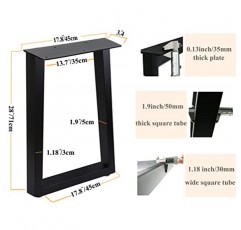 금속 테이블 다리 28인치, 식탁 다리 가구 다리 책상 다리 소박한 장식 5cm 두께 정사각형 튜브 산업용 테이블 다리 28
