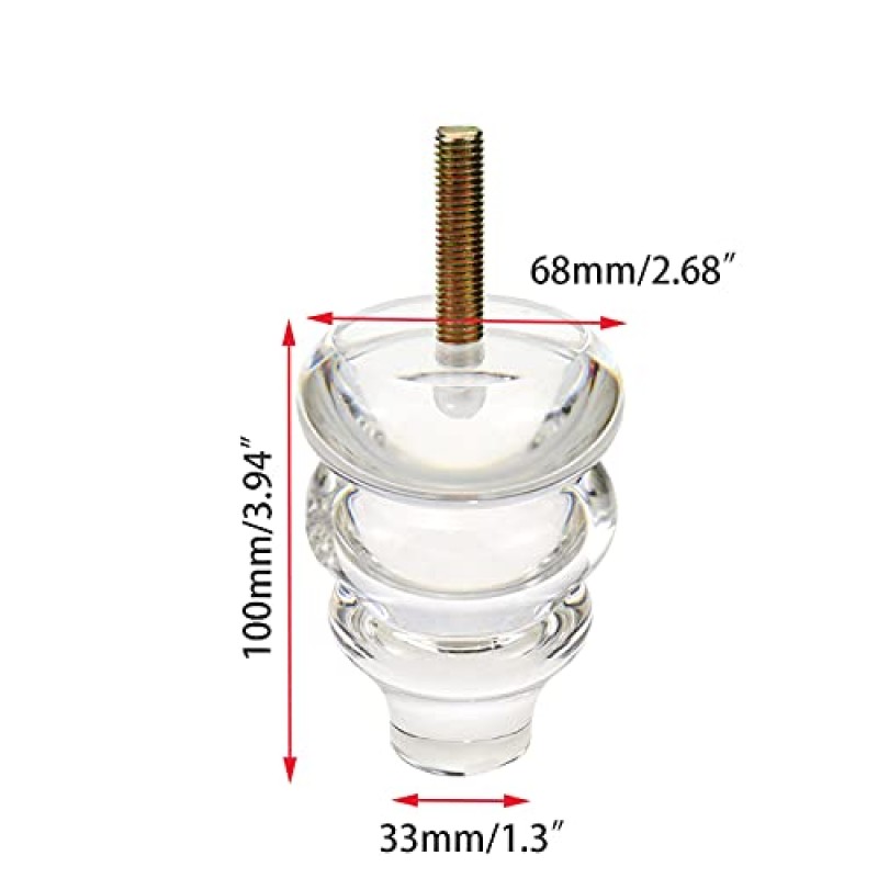 LC LICTOP 100mm 높이 아크릴 가구 다리 조롱박 모양 소파 아크릴 다리 DIY 교체 소파 피트 4개 세트(A027)