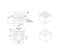 4개의 대형 회색 큐브 정사각형 견고한 고무 피트 범퍼 - 1.125 H X 1.500 W - 미국산 - 가구, 테이블, 의자, 책상, 벤치용 고강도 비마킹. RoHS, 규정 준수/Prop 65 무료 달성