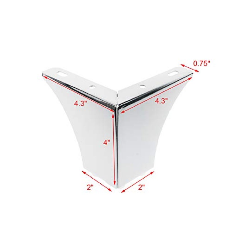 Geesatis 10 cm / 4 인치 크롬 가구 다리 소파 캐비닛 옷장 테이블 피트 교체, 장착 나사 포함, 4 개