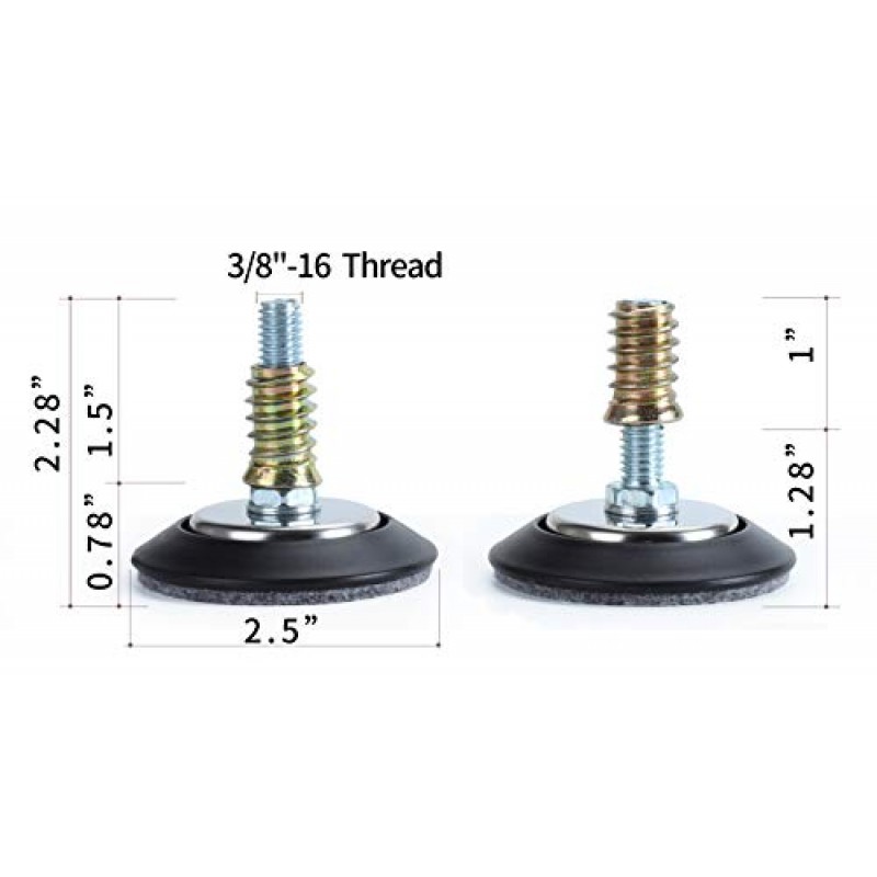 HOTTARGET 가구 레벨러 - 테이블 의자 캐비닛용 조정 가능한 레벨링 다리 - 전체 나사산 조정 가능한 높이 0.78