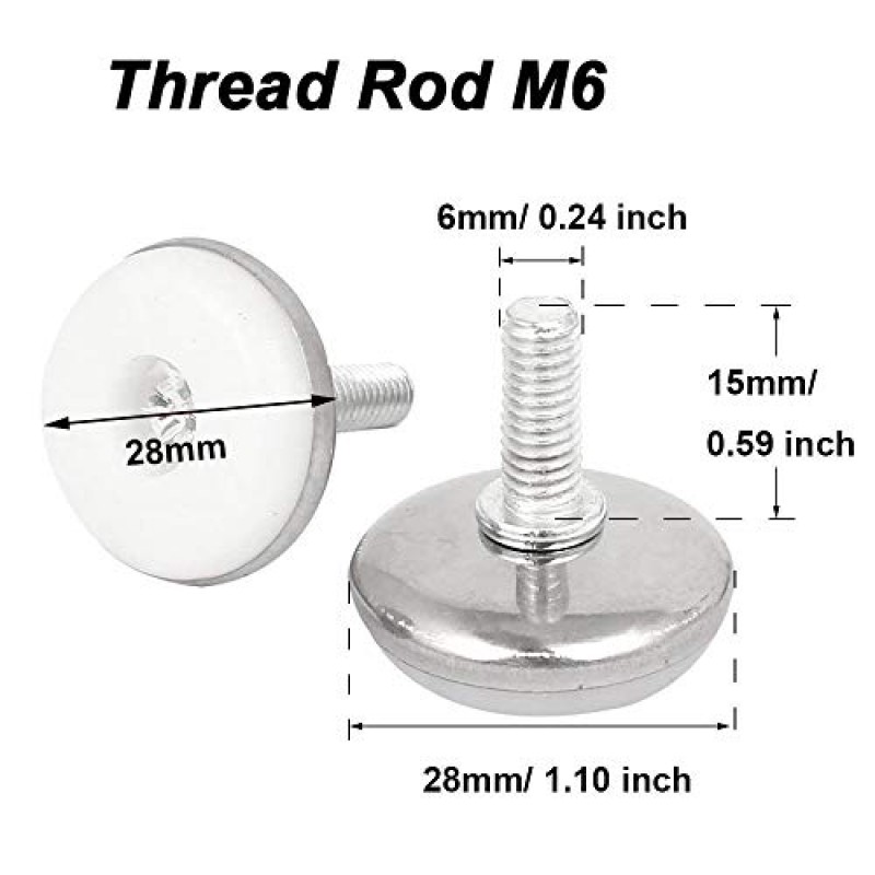 Eyech 30 Pcs 가구 레벨러 조정 가능한 가구 다리 테이블 캐비닛 의자 용 테이블 레벨링 피트 패드 소파 라이저 패드 M6 x 15mm 스레드로드