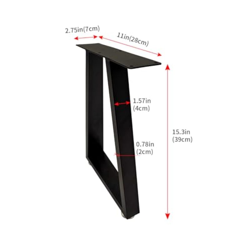 JIANZHUO 금속 테이블 다리 철 식탁 다리, 산업용 블랙 벤치 다리 책상 다리, DIY 가구 다리, 커피 테이블 다리 2 PCS(15.3