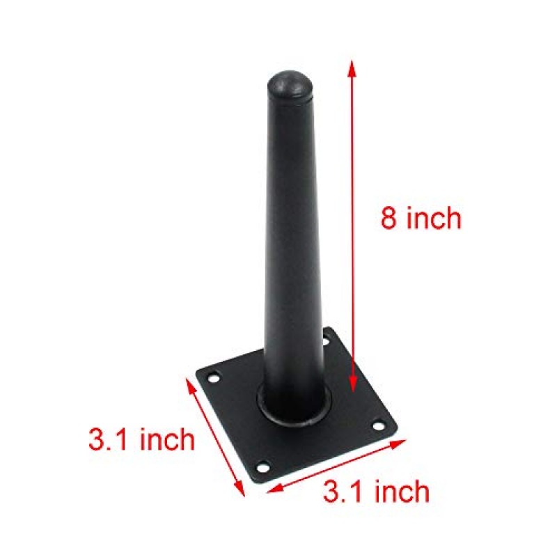 Geesatis 라운드 테이퍼 가구 다리 헤비 듀티 캐비닛 찬장 테이블 의자 테이블 금속 피트, 장착 나사 포함, 높이 20cm / 8inch, 검정색