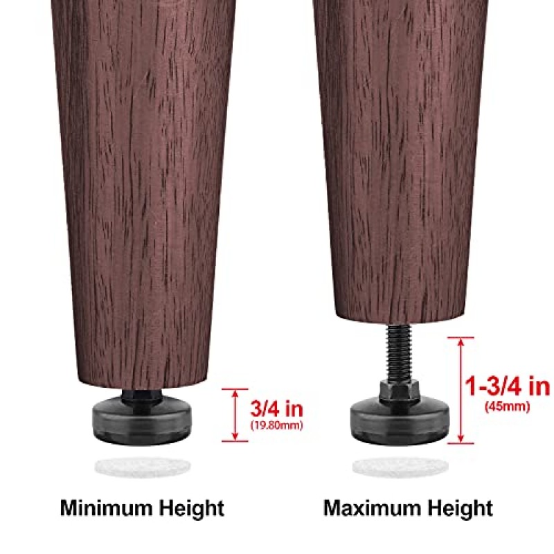 Anwenk 가구 레벨러 헤비 듀티 가구 레벨링 피트 캐비닛용 조정 가능한 다리 레벨러 소파 테이블 의자 라이저, 지원 1320LB, T-너트 키트 3/8