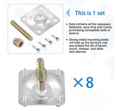 Glarks 8 세트 은색 가구 다리 장착 플레이트 세트, 가구 소파 소파 좌석 용 40pcs 5/16 