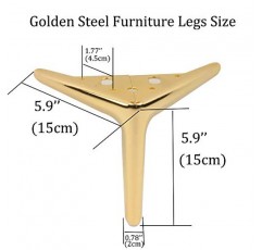 Kualuzt 가구 다리 4개 세트 소파 소파 드레서 벤치 캐비닛(5.9인치, 골드)용 골드 메탈 헤비 듀티 하드웨어 삼각형 상단 플레이트