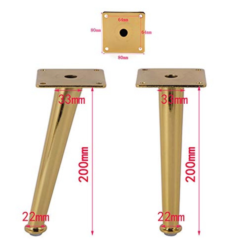 Ewead,4Pcs 황금 가구 테이블 다리로드 2000 Lbs TV 캐비닛 발 소파 다리 하드웨어 캐비닛 피트 200x80mm 스트레이트 다리