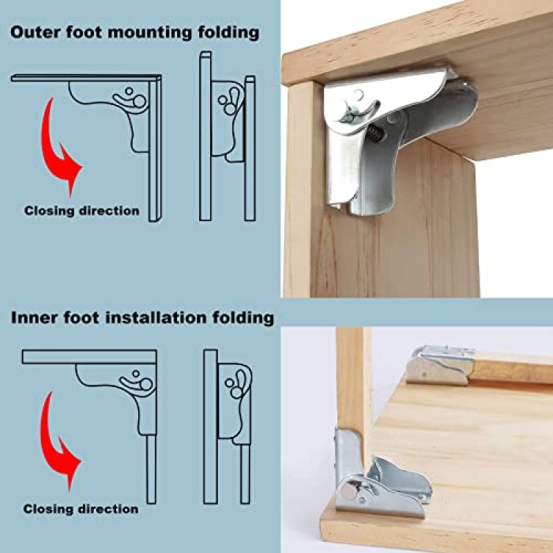 90°자동 잠금 힌지 다리 액세서리, 접이식 자동 잠금 힌지, 접이식 테이블 다리 자동 잠금 힌지, 테이블 다리 경첩 접이식 잠금, 침대 다리, 접이식 작업대 등2개(강철)