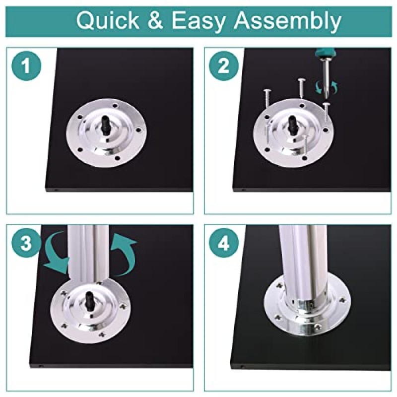 MEETWARM 28인치 높이 조절 가능한 금속 사무실 테이블 다리, 직경 50mm, 주방 저녁 식사 책상 가구 다리 세트, 4개 세트(크롬)