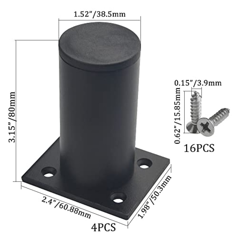 XINGYHENG 4Pcs 조정 가능한 가구 다리 3 인치 높이 1.5 인치 직경 두꺼운 알루미늄 합금 캐비닛 발 다리 TV 캐비닛 지원 다리 캐비닛 테이블 침대 소파 선반 의자