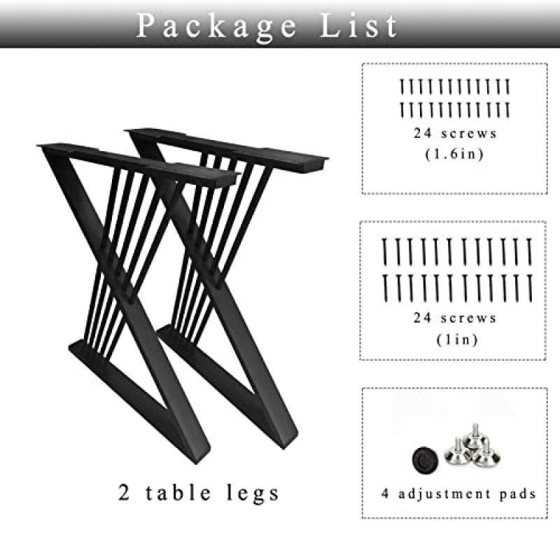 ZSYHCX 테이블 다리, 금속 테이블 다리 헤비 듀티 금속 책상 다리 2개 세트 DIY 산업용 가구 식탁 다리 28인치 주철 다리 컴퓨터 책상 다리(색상: A, 크기: 28in*24in)