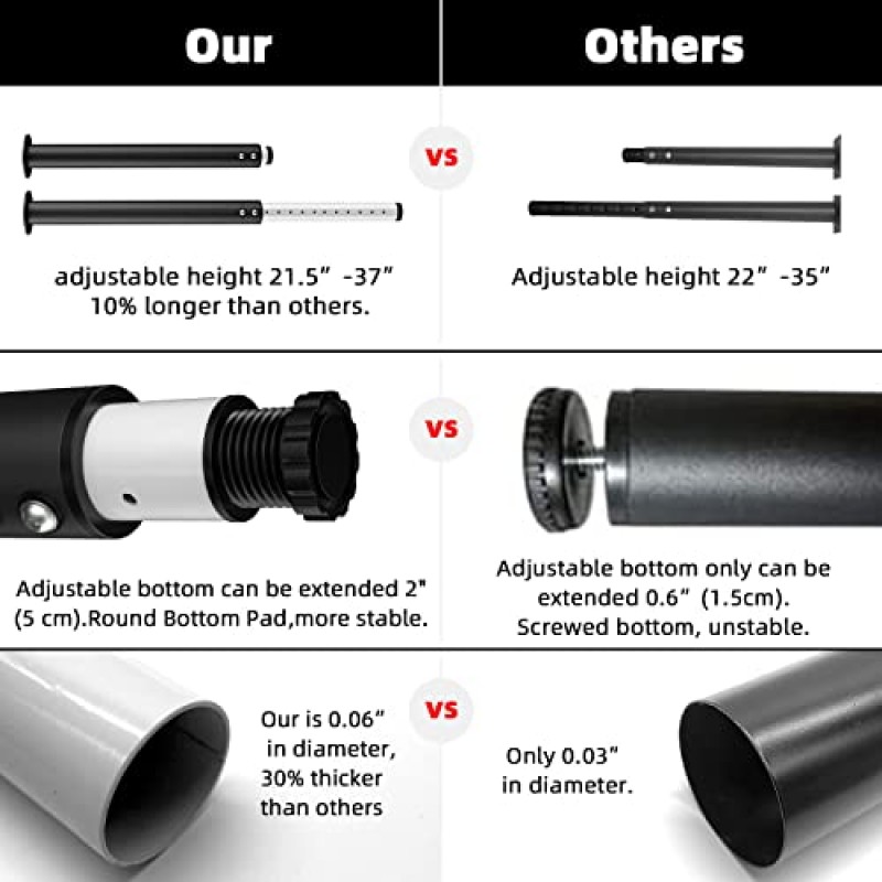 IRENPORU 4 PCS 조정 가능한 테이블 다리, 21.5