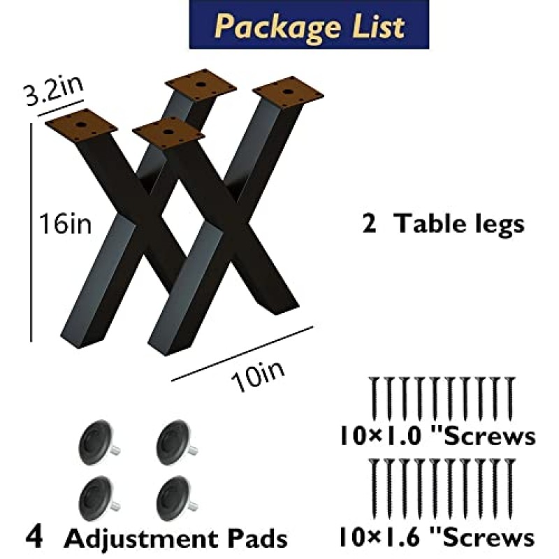 FUSHIAIPTC 금속 커피 테이블 다리 16인치, 헤비 듀티 벤치 TV 스탠드 다리 2개 세트, DIY 프로젝트 검정색 가구 다리
