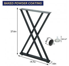 금속 산업 식사 현대 테이블 다리 책상 다리 베이스 단철 커피 테이블 작업대 다리 벤치 다리 야간 스탠드 사무실 테이블 28인치 더블 X 모양 블랙 DIY(2개 세트 1개) 28