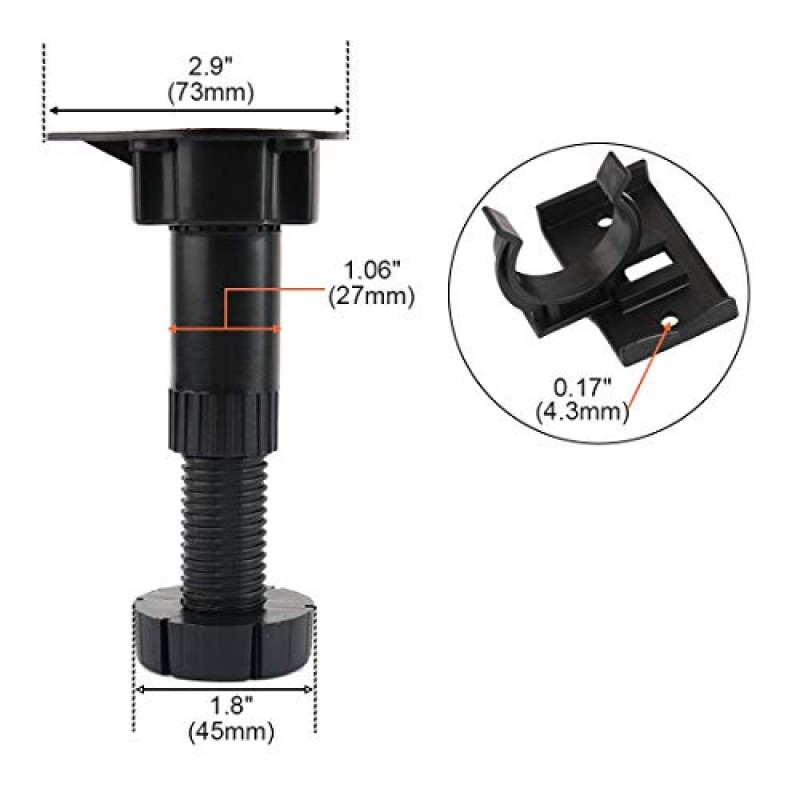 4팩 조절 가능한 높이 캐비닛 찬장 가구 다리 발, 하드웨어 캐스터 글라이드 높이 캐비닛 부엌 욕실용 레벨링, 캐비닛 레벨링 다리,