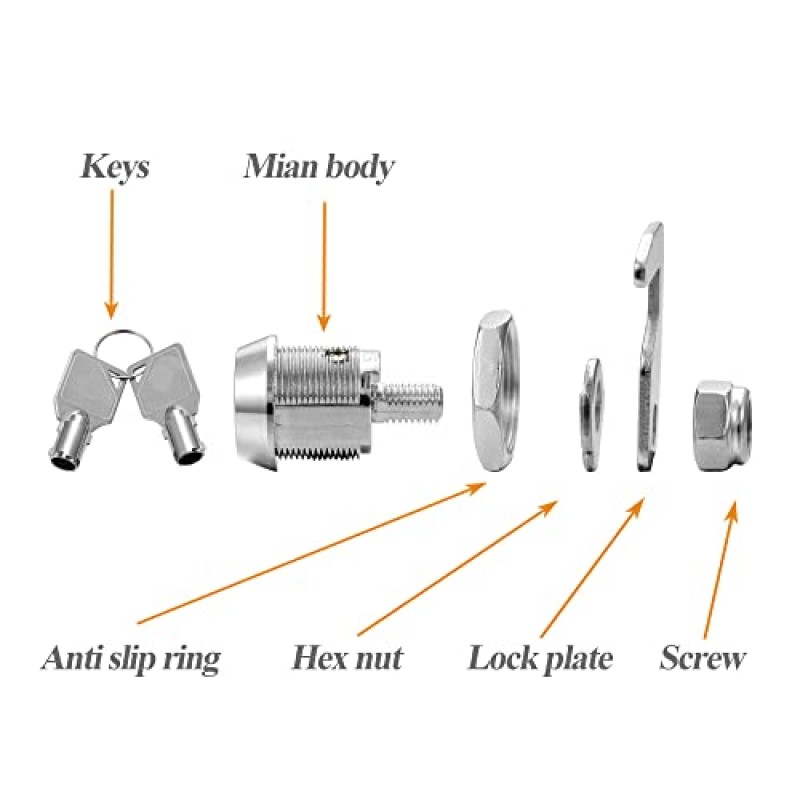 Tidorlou 2 팩 관형 캠 잠금 장치, 트렁크, ATM, 캐비닛, 기계 서랍용 5/8 
