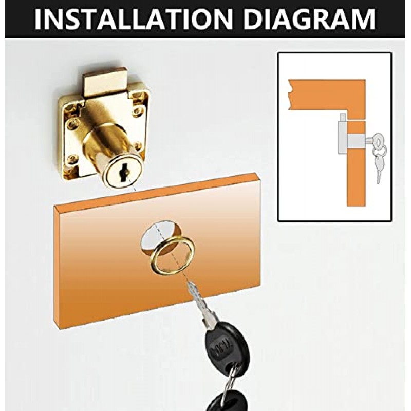Jiozermi 4 팩 서랍 잠금 장치 (키 포함), 서랍 캐비닛 옷장 용 0.84 