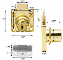 Jiozermi 4 팩 서랍 잠금 장치 (키 포함), 서랍 캐비닛 옷장 용 0.84 