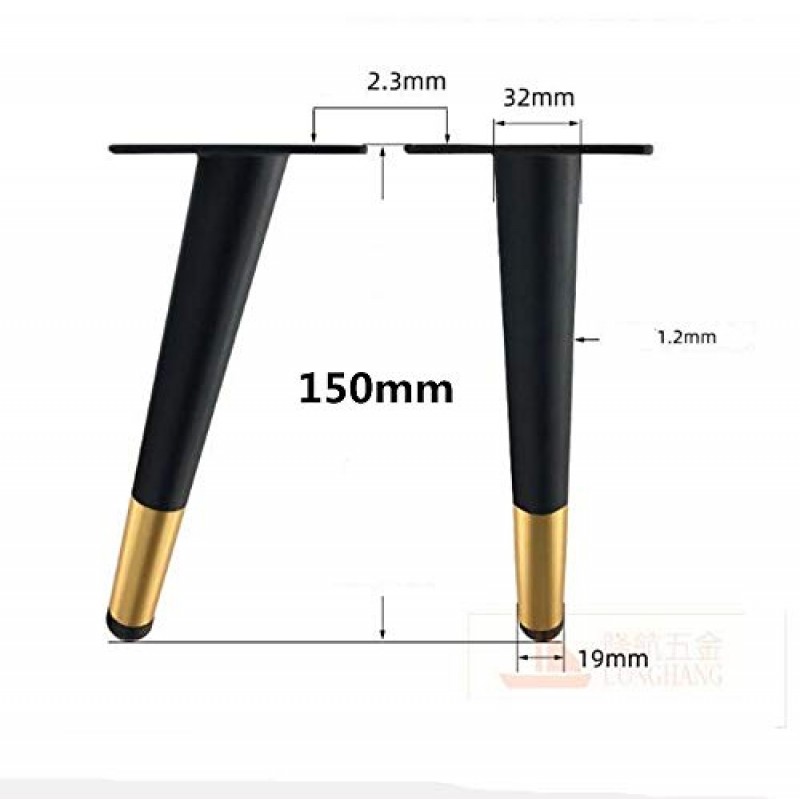 JINYII 블랙 골드 철 주방 TV 캐비닛 발 소파 의자 다리 가구 다리 팩 2개(150MM)