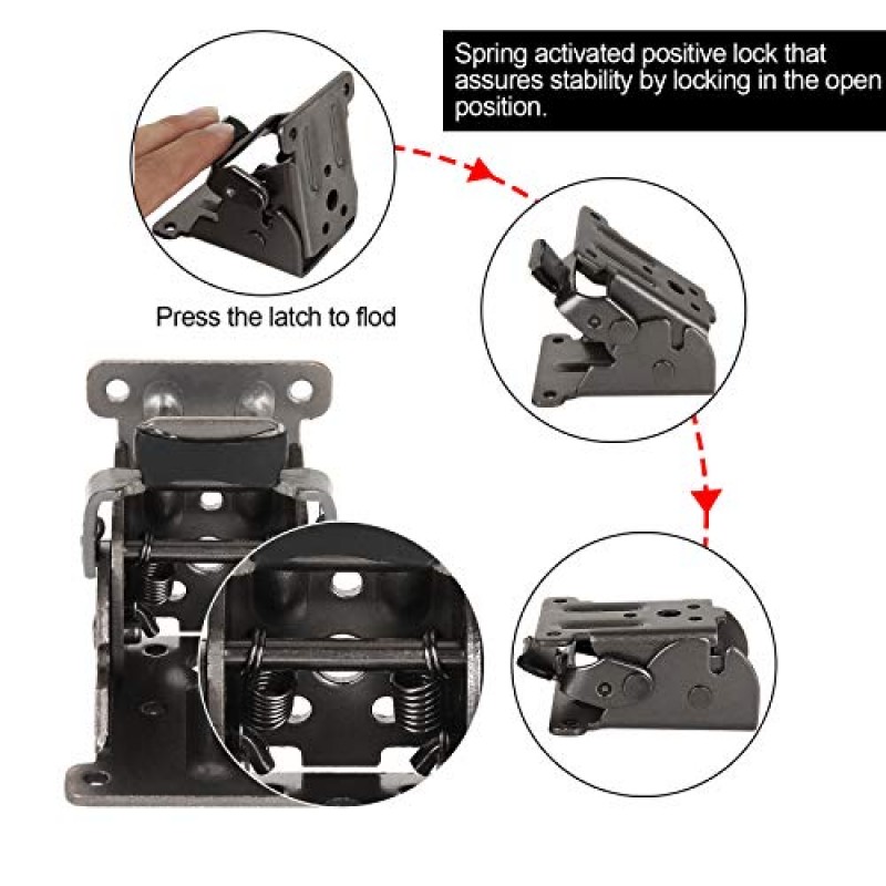 8팩 접이식 테이블 다리 브래킷 접이식 테이블 브래킷 잠금 확장 지지 브래킷 잠금 경첩, 접이식 지지 브래킷 테이블 다리, 침대 다리, 작업대용 자동 잠금 경첩