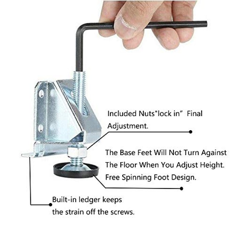 헤비 듀티 조정 가능한 레벨링 피트 가구 다리, 가구, 캐비닛, 작업대, 선반 유닛(4팩)용