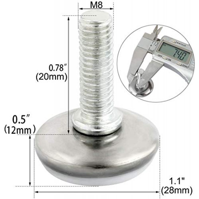 20 팩 M8 x 20mm 나사 식 가구 수평 조절 다리 가정용 가구 책상 테이블 소파 의자 다리 용 조정 가능한 레벨러 바닥 보호대