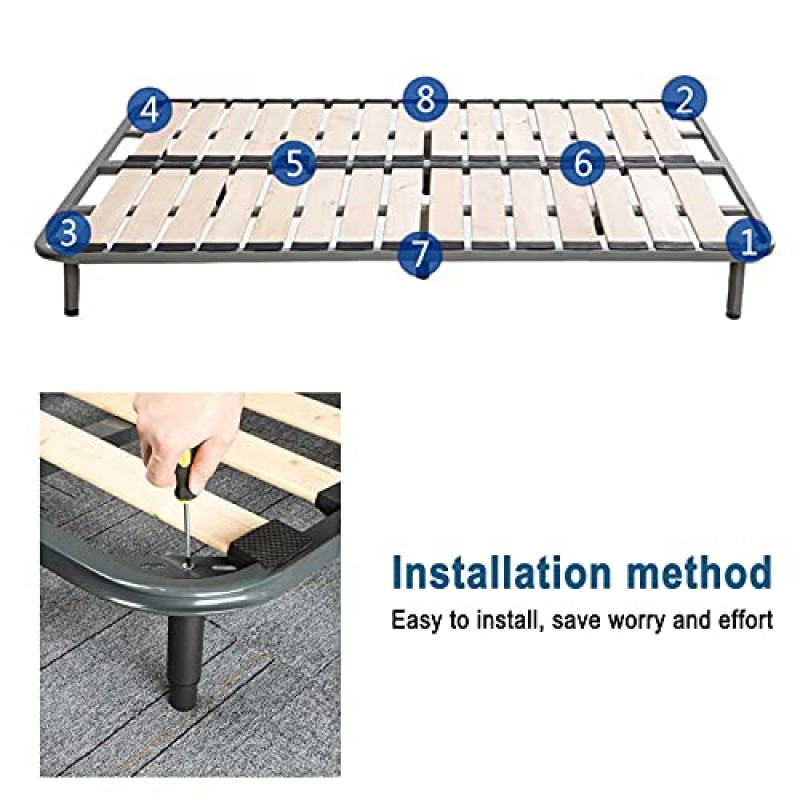 KRIZJUES 침대 지지대, 금속 침대 다리 교체, 침대용 조절식 다리 헤비 듀티 침대 센터 프레임 캐비닛용 슬랫 지지대 소파 침대 프레임 교체 부품(4개 검정색)