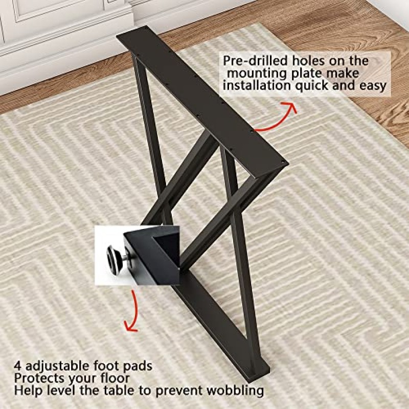 MAIKAILUN 테이블 다리 28인치, 금속 현대식 책상 다리 테이블용 이중 삼각형 모양 산업용 식사 다리, 철 벤치 다리 의자 베이스 2개 세트(27.6