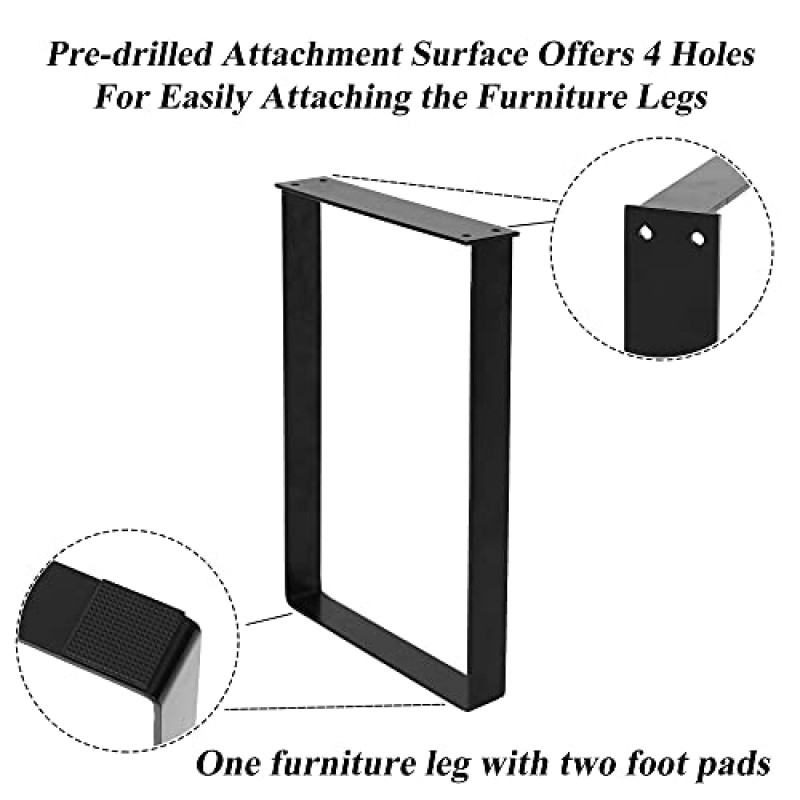 NZHM-HOME 16인치 가구용 정사각형 금속 테이블 다리, 벤치 다리, 커피 테이블 다리, DIY 가구 다리 2개 세트
