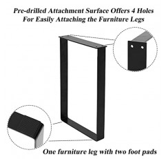 NZHM-HOME 16인치 가구용 정사각형 금속 테이블 다리, 벤치 다리, 커피 테이블 다리, DIY 가구 다리 2개 세트