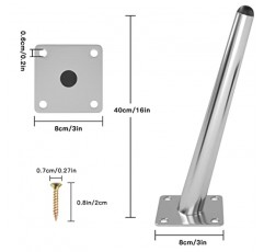 UKOSNA 8pcs 16 인치 테이블 다리, 비스듬한 원추형 금속 가구 다리 소파 캐비닛 커피 테이블 의자 찬장 소파 오토만 나이트 스탠드 책장 용 실버 세기 중반 스타일 의자 피트 교체 다리