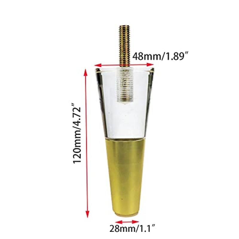 LC LICTOP 120mm 높이 아크릴 가구 다리 DIY 교체용 소파 피트 4개 세트(A047)